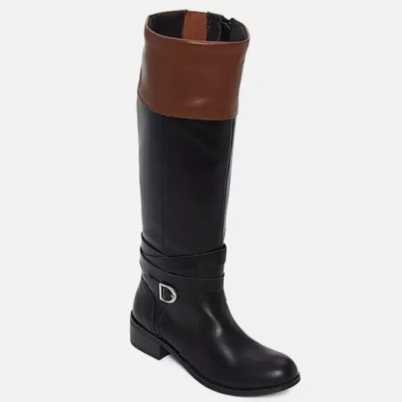 St. John's Bay Womens Douglas Stacked Heel Riding Boots (WIDE) - Picture 1 of 8